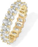14K Yellow Gold Plated Stackable Love Ring with 5Mm Oval Cubic Zirconia for Women, Size 5