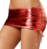Women'S Metallic Mini Skirt Shiny Bodycon Ruched Micro Short Skirt Wet Look Dance Clubwear Night Costume