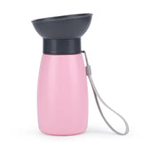 Portable Dog Water Bottle 600mL, Squeeze Pet Travel Cup with Wide Rigid Bowl, Drain Back Lock for Outdoor Walking Trips Use