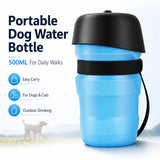 Portable Dog Water Bottle 500ML Collapsible Pet Travel Drinking Cup Squeeze Water Feeder Bowl for Dogs Cats