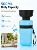 Portable Dog Water Bottle 500ML Collapsible Pet Travel Drinking Cup Squeeze Water Feeder Bowl for Dogs Cats