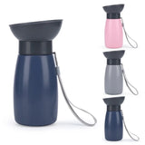 Portable Dog Water Bottle 600mL, Squeeze Pet Travel Cup with Wide Rigid Bowl, Drain Back Lock for Outdoor Walking Trips Use