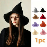Halloween Witch Hat, Foldable Knitted Women's Hat, Halloween Party Hat, Magic Hat, Holiday Party, Role-Playing, Decoration