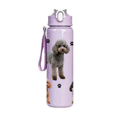 750ml Plastic Water Bottle with Pet Animal Print Reusable Leakproof Cup for Daily Use
