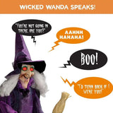 Halloween Decorations Props Life Size Animatronic Witch Sound Activated Screaming Glowing Eyes for Haunted House Party Supplies