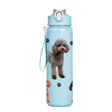 750ml Plastic Water Bottle with Pet Animal Print Reusable Leakproof Cup for Daily Use
