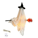 Halloween Hanging Ghost Decorations Cute Ghost Ornament Hanging Ghost with Broom Halloween Decoration Flying Witch for Haunted