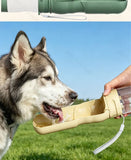 2-in-1 Portable Pet Water Bottle with Food Container - Foldable Travel Dispenser for Dogs & Cats Leakproof Outdoor Hydration