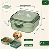 2-in-1 Portable Pet Water Bottle with Food Container - Foldable Travel Dispenser for Dogs & Cats Leakproof Outdoor Hydration