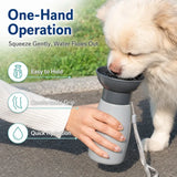Portable Dog Water Bottle 600mL, Squeeze Pet Travel Cup with Wide Rigid Bowl, Drain Back Lock for Outdoor Walking Trips Use