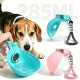 Plastic Dogs Cat Drinking Bottle with Lanyard Outdoor Foldable Water Dispensers Leak-proof Compact Travel Pet Feeding Bottle