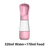 2-in-1 Portable Pet Water Bottle with Food Container - Foldable Travel Dispenser for Dogs & Cats Leakproof Outdoor Hydration