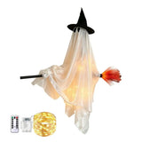 Halloween Hanging Ghost Decorations Cute Ghost Ornament Hanging Ghost with Broom Halloween Decoration Flying Witch for Haunted