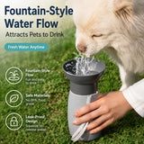 Portable Dog Water Bottle 600mL, Squeeze Pet Travel Cup with Wide Rigid Bowl, Drain Back Lock for Outdoor Walking Trips Use