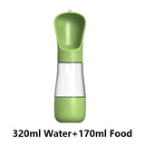 2-in-1 Portable Pet Water Bottle with Food Container - Foldable Travel Dispenser for Dogs & Cats Leakproof Outdoor Hydration