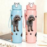 750ml Plastic Water Bottle with Pet Animal Print Reusable Leakproof Cup for Daily Use