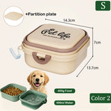 2-in-1 Portable Pet Water Bottle with Food Container - Foldable Travel Dispenser for Dogs & Cats Leakproof Outdoor Hydration