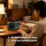 Portable FM Radio Portable Bluetooth Speaker with LED Light support Recording TF Card USB Play Wireless Speaker Radio FM Receive