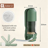 2-in-1 Portable Pet Water Bottle with Food Container - Foldable Travel Dispenser for Dogs & Cats Leakproof Outdoor Hydration