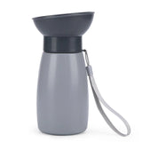 Portable Dog Water Bottle 600mL, Squeeze Pet Travel Cup with Wide Rigid Bowl, Drain Back Lock for Outdoor Walking Trips Use