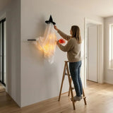 Halloween Hanging Ghost Decorations Cute Ghost Ornament Hanging Ghost with Broom Halloween Decoration Flying Witch for Haunted