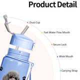 750ml Plastic Water Bottle with Pet Animal Print Reusable Leakproof Cup for Daily Use