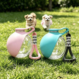 Portable spherical water bottle for pets; features a transparent, drop-resistant design with a lanyard; sealed and leak-proof.