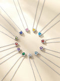 Silver Necklace for Women 925 Sterling Silver Birthstone Love Heart Necklace Birthday Women Gifts