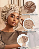 Satin Bonnet Silk Bonnet for Sleeping Silk Sleep Cap Double Layer Hair Bonnet with Elastic Tie Band