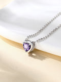 Silver Necklace for Women 925 Sterling Silver Birthstone Love Heart Necklace Birthday Women Gifts