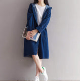 Womens Mid Length Hooded Denim Jacket - Presidential Brand (R)