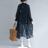 Womens Uneven Long Chiffon Shirt in Black - Presidential Brand (R)