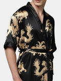 Robe Mens Plus Size Retro Luxury Stain Japanese Kimono Chinese Dragon Ice Silk Sleepwear - Presidential Brand (R)