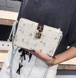 Floral Straw Box Clutch Shoulder Bag - Presidential Brand (R)