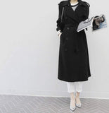 Womens Double Breasted Long Trench with Side Button Details - Presidential Brand (R)