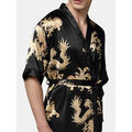 Robe Mens Plus Size Retro Luxury Stain Japanese Kimono Chinese Dragon Ice Silk Sleepwear - Presidential Brand (R)