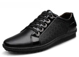 Mens Lace Up Fashion Black Flats - Presidential Brand (R)