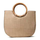 Straw Tote with Round Wooden Handles - Presidential Brand (R)