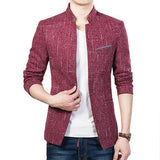 Mens Mandarin Collar Blazer in Darky Gray - Presidential Brand (R)