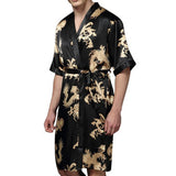 Robe Mens Plus Size Retro Luxury Stain Japanese Kimono Chinese Dragon Ice Silk Sleepwear - Presidential Brand (R)