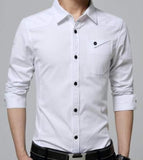 Mens Flip Pocket Button Front Long Sleeve Shirt in Black - Presidential Brand (R)