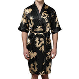 Robe Mens Plus Size Retro Luxury Stain Japanese Kimono Chinese Dragon Ice Silk Sleepwear - Presidential Brand (R)