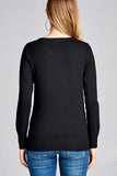 Ladies fashion long sleeve crew neck classic sweater - Presidential Brand (R)