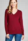 Ladies fashion long sleeve v-neck classic sweater - Presidential Brand (R)