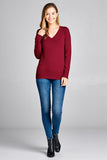 Ladies fashion long sleeve v-neck classic sweater - Presidential Brand (R)
