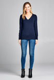 Ladies fashion long sleeve v-neck classic sweater - Presidential Brand (R)