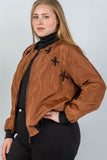 Ladies fashion plus size criss-cross sides bomber jacket - Presidential Brand (R)