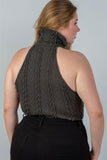 Ladies fashion plus size  cable knit turtleneck sleeveless bodysuit - Presidential Brand (R)
