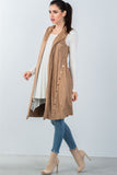 Ladies fashion knee length sleeveless open front cardigan - Presidential Brand (R)