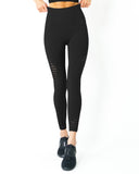 Mesh Seamless Legging with Ribbing Detail - Black - Presidential Brand (R)